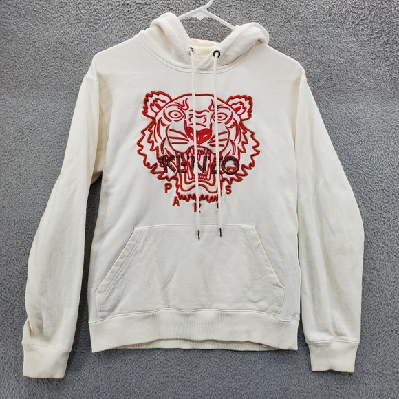 Kenzo Tiger Logo Embroidered Hoodie Sweatshirt Mens Small Pullover